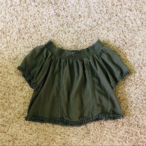 Aerie Olive Green Off Shoulder Top